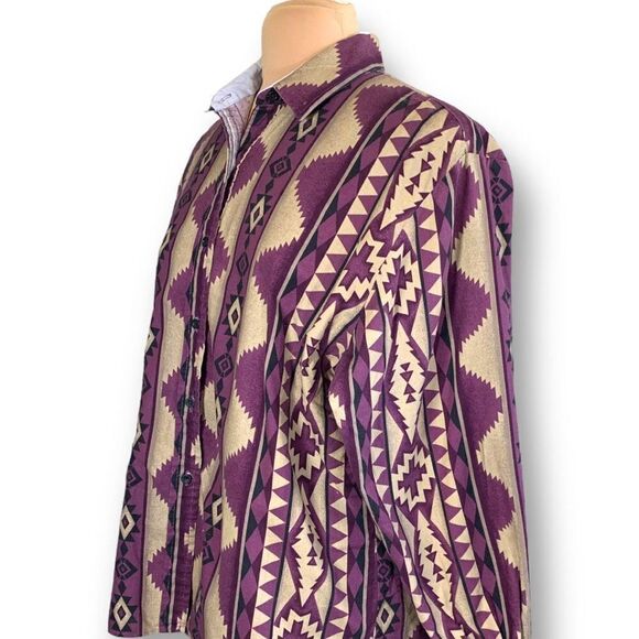 Vintage Roper Shirt Purple Tan Southwestern Oversized Striped Tribal Aztec Print - Picture 3 of 12